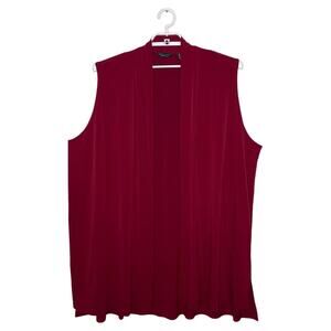 SUSAN GRAVER Every Day Liquid Knit Red Duster Sleeveless Vest Cardigan Sz 2X